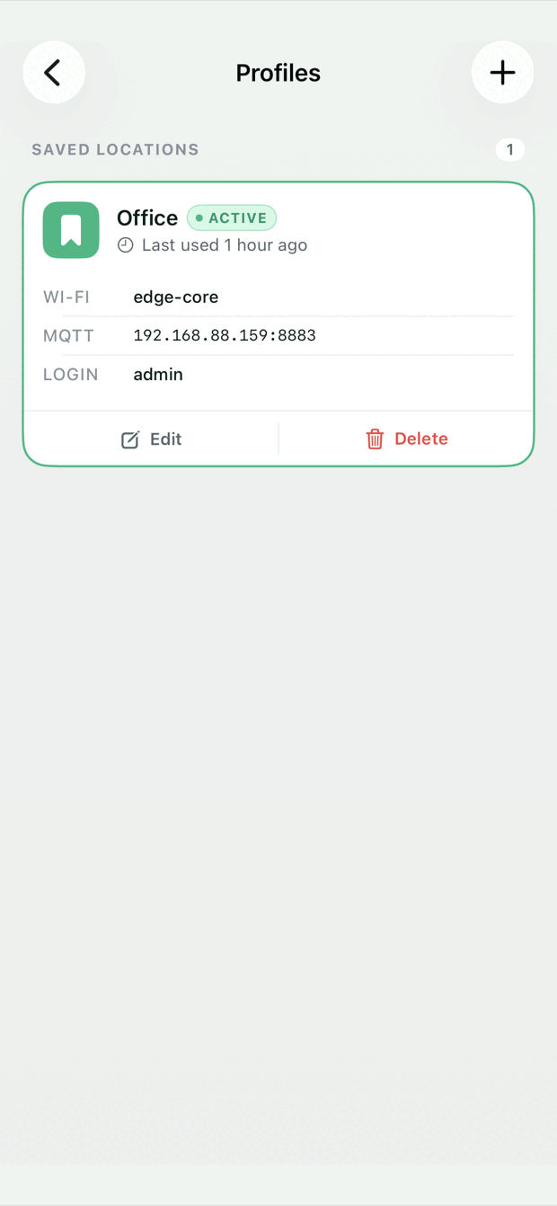 Saved location profiles